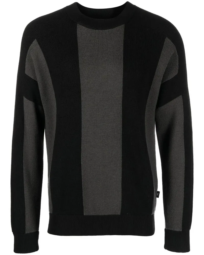 Emporio Armani Grob gestrickter Pullover mit Streifen - Schwarz Schwarz