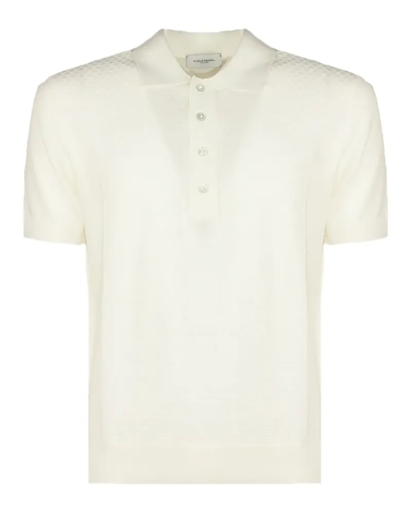 Paolo Pecora Milano Strukturiertes Poloshirt - Weiß Weiß