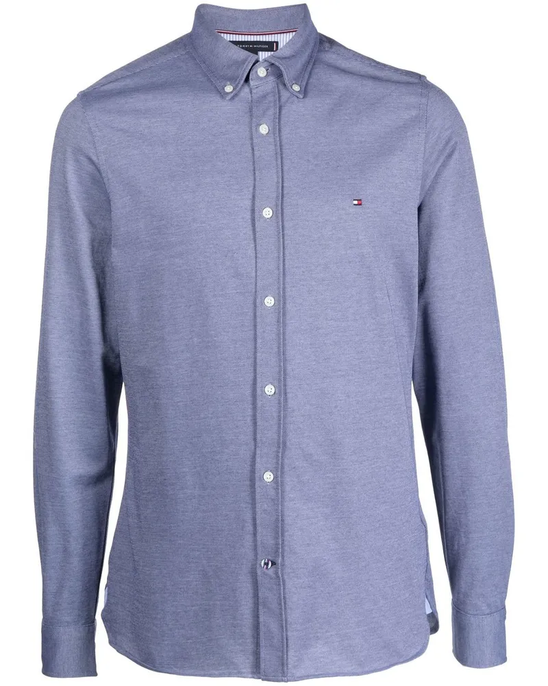 Tommy Hilfiger Hemd mit Logo-Stickerei - Blau Blau