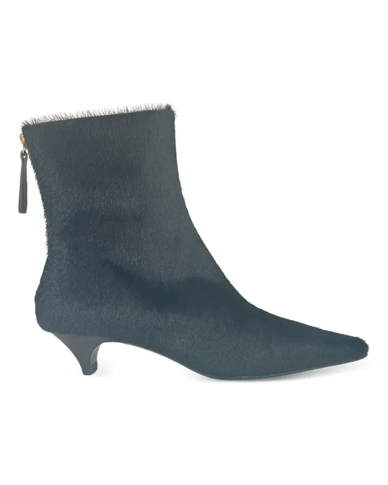HALMANERA Fern16 Stiefel mit Ponyhaar und Reißverschluss hinten - Schwarz Schwarz