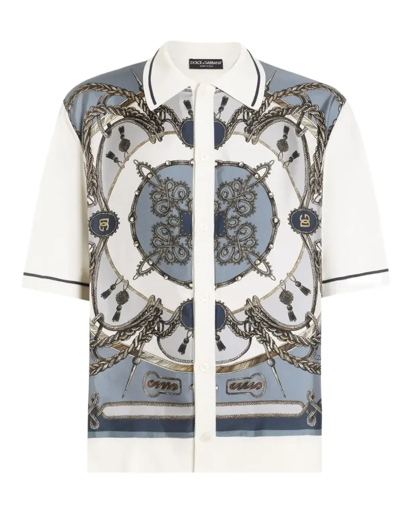 Dolce & Gabbana Hemd aus Seide und Baumwolle mit Twill - Weiß Weiß