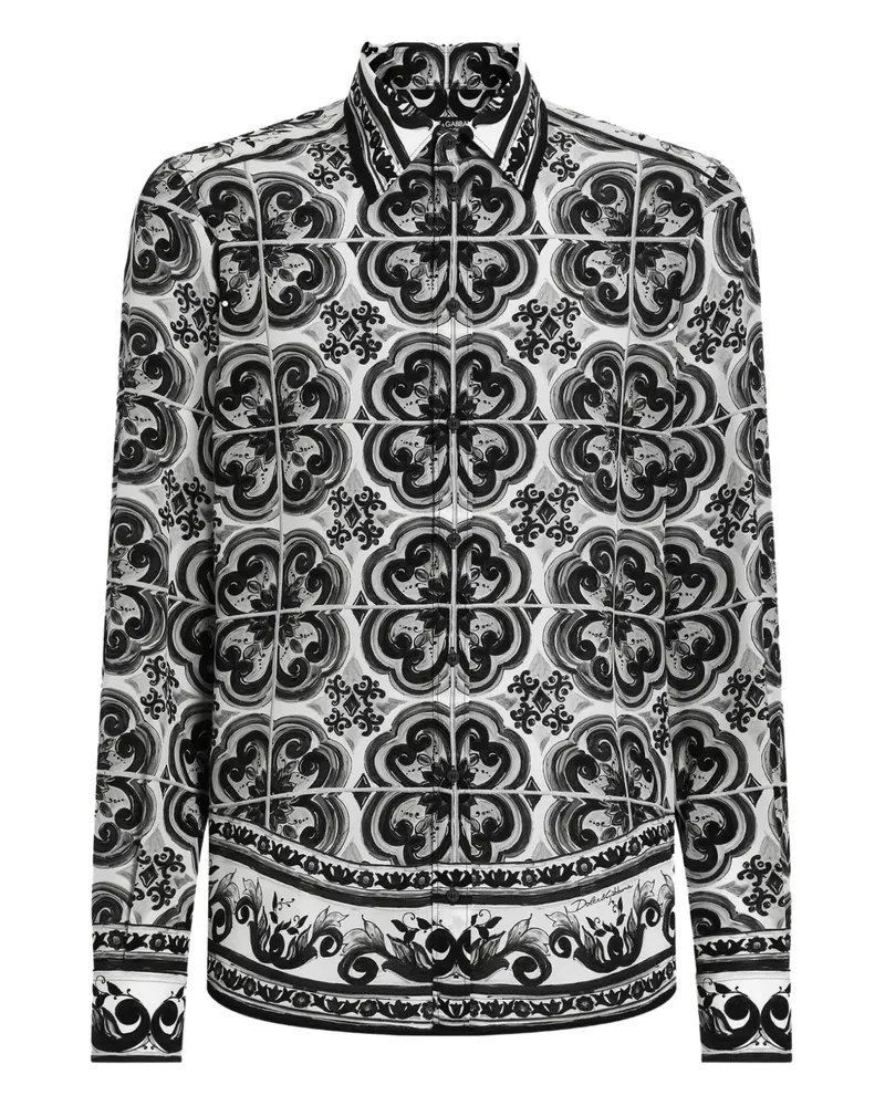 Dolce & Gabbana Hemd mit Majolica-Print - Weiß Weiß