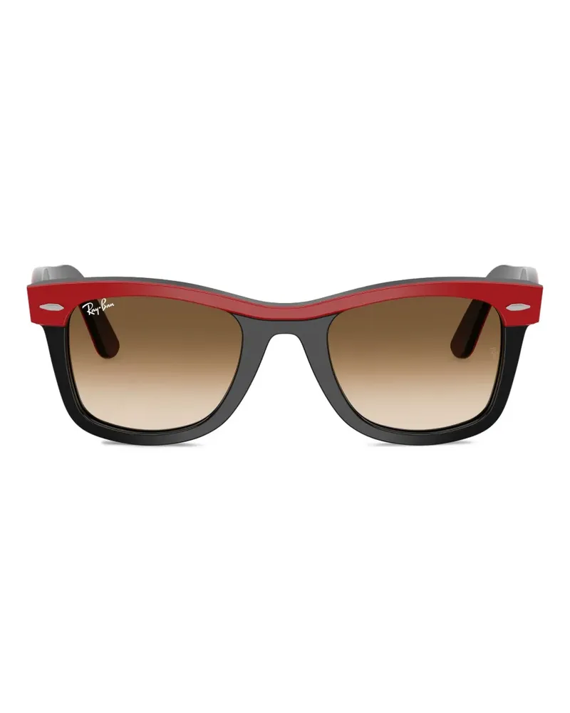 Ray Ban Eckige Sonnenbrille mit Felgendetail - Schwarz Schwarz