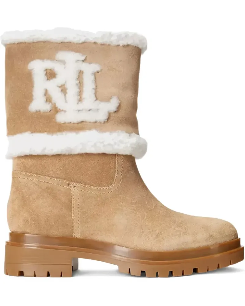 Ralph Lauren Wildlederstiefel mit Logo - Nude Nude