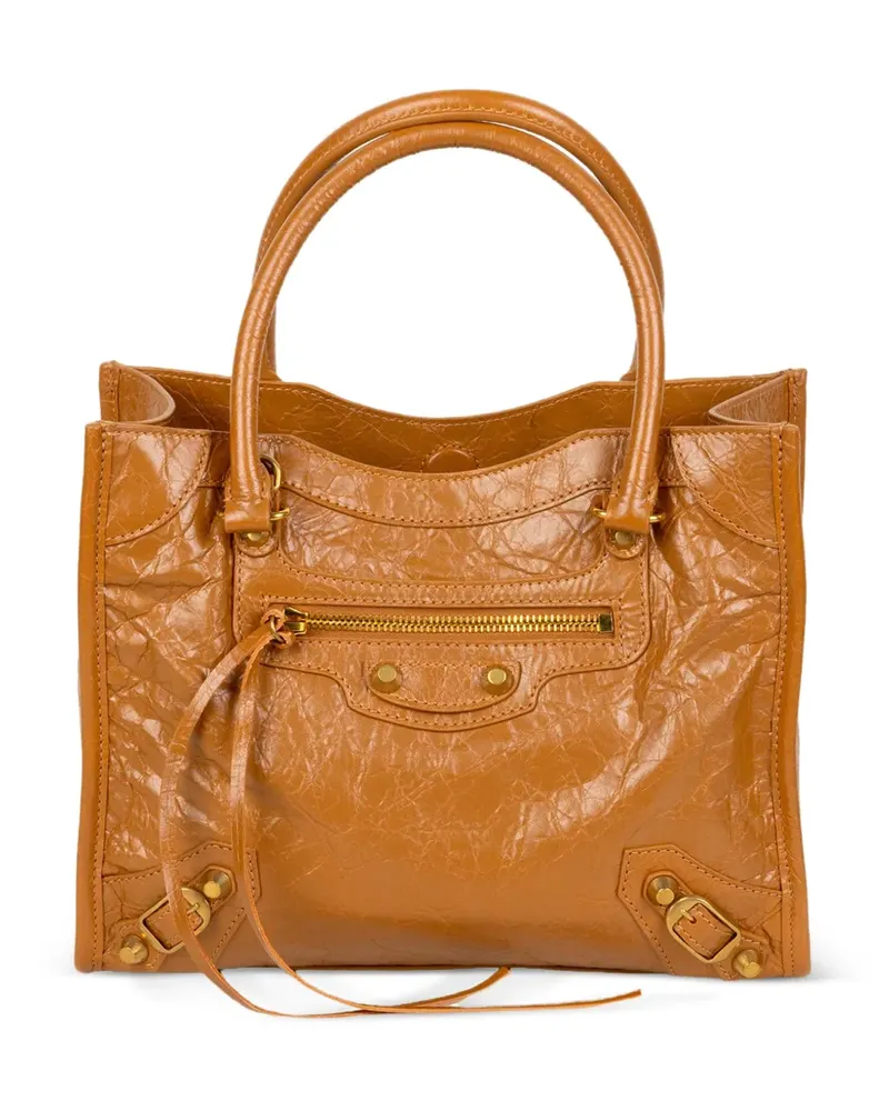 Balenciaga zip lamb clutch bag - Braun Braun