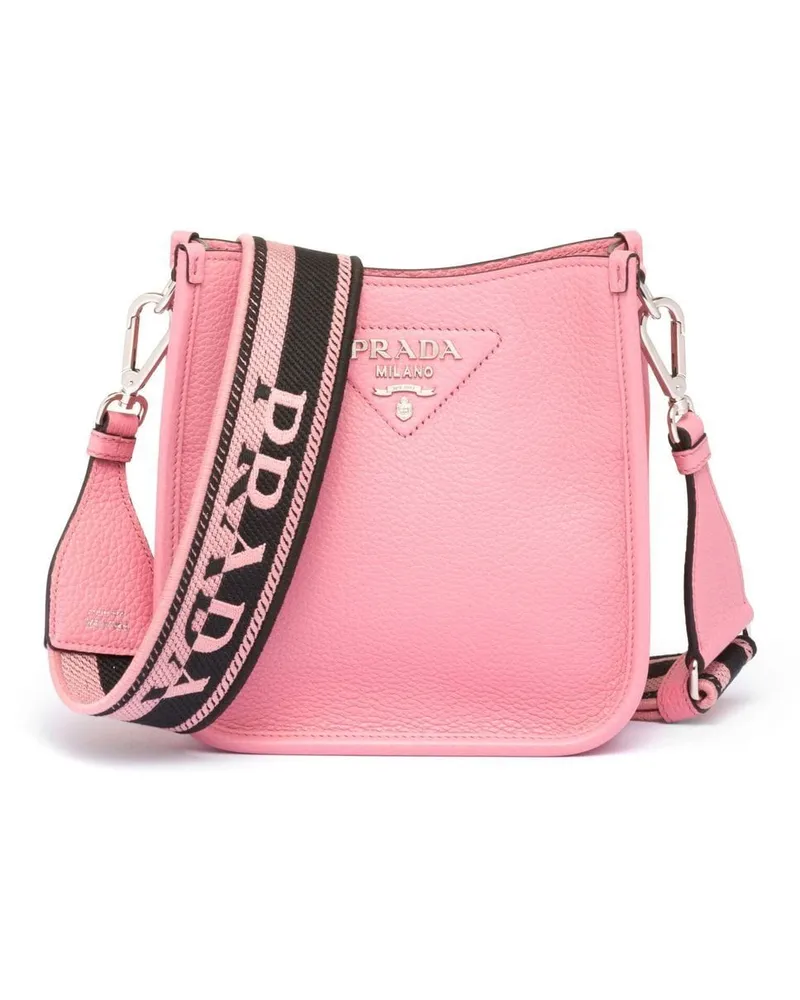 Prada Mini Schultertasche mit Logo-Schild Rosa