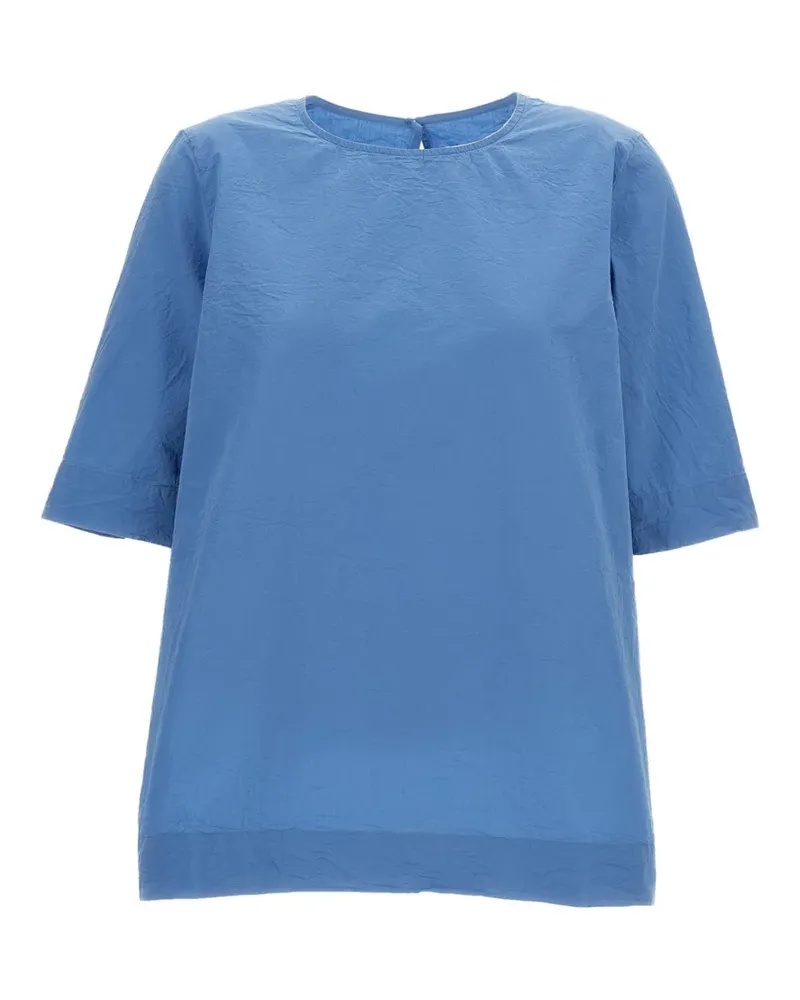 Casey Casey T-Shirt in Knitteroptik - Blau Blau
