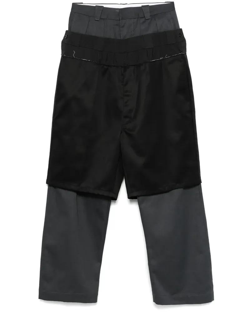 Maison Margiela Hose im Layering-Look - Schwarz Schwarz