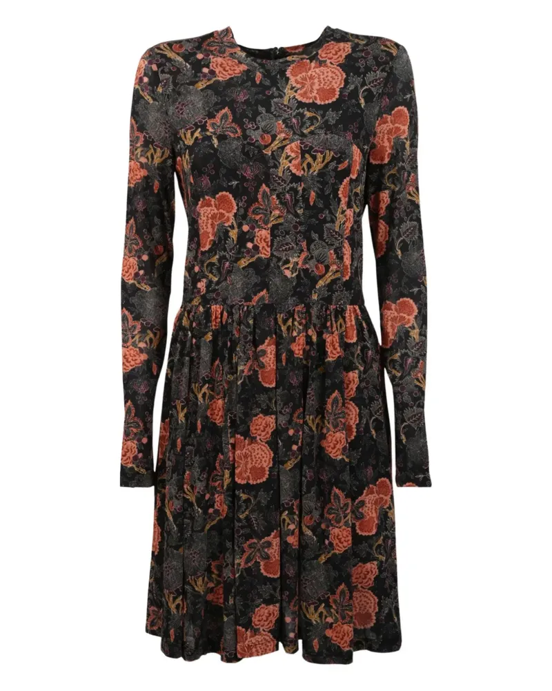 Ulla Johnson long-sleeve floral-print mini dress - Schwarz Schwarz