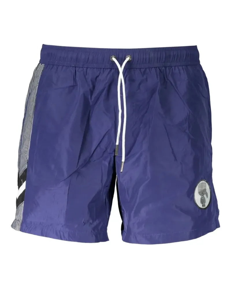 Karl Lagerfeld logo-patch striped swim shorts - Blau Blau