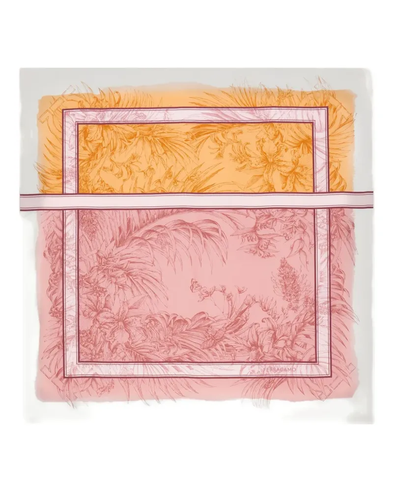 Ferragamo Seidenschal mit Blumen-Print - Rosa Rosa