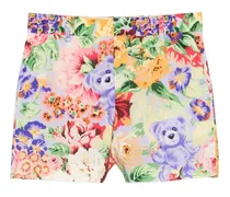 Shorts mit Blumen-Teddy-Print - Grün