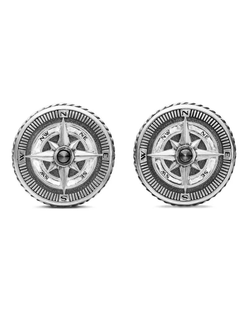 David Yurman Maritime Compass Manschettenknöpfe mit Diamant 16mm - Silber Silber