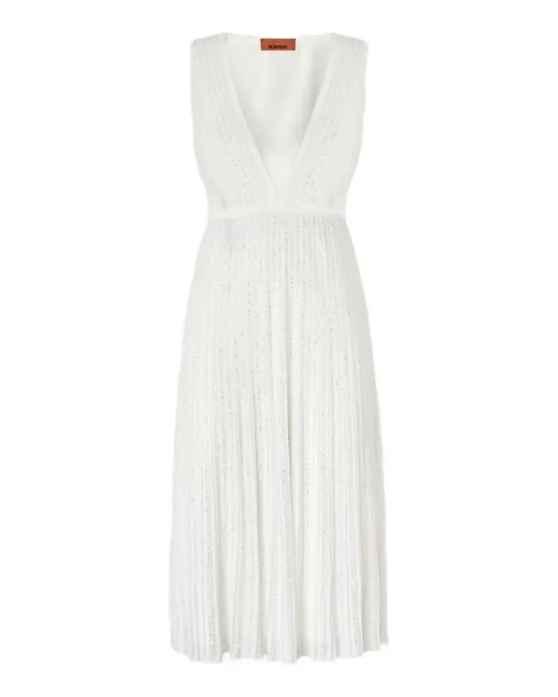 Missoni Midikleid mit V-Ausschnitt - Weiß Weiß