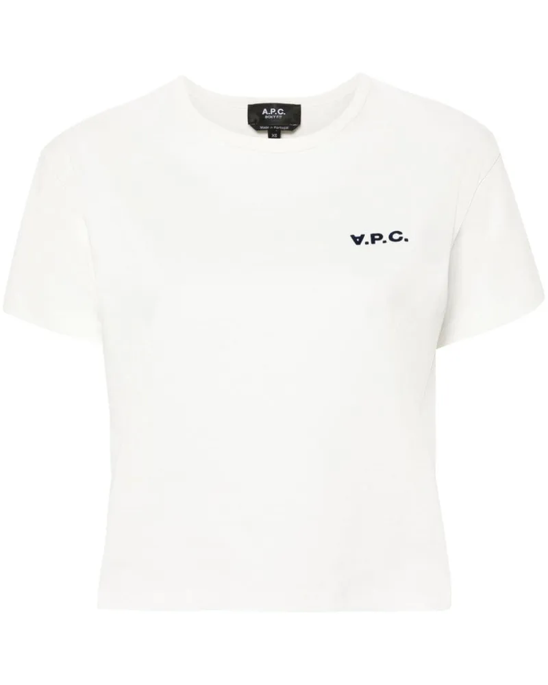 A.P.C. Cropped-Hemd mit Logo-Applikation - Weiß Weiß