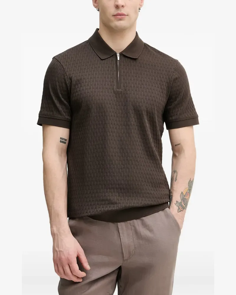 JOOP! Franciscojose Poloshirt mit Korbgeflecht und Reißverschluss - Braun Braun