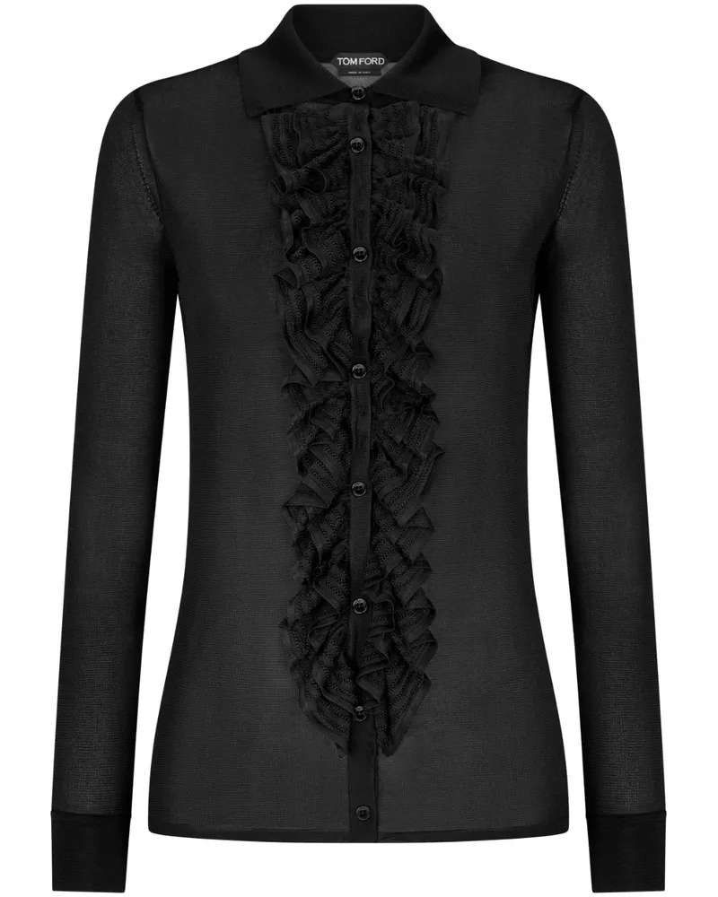 Tom Ford Hemd mit Rüscheneinsatz - Schwarz Schwarz
