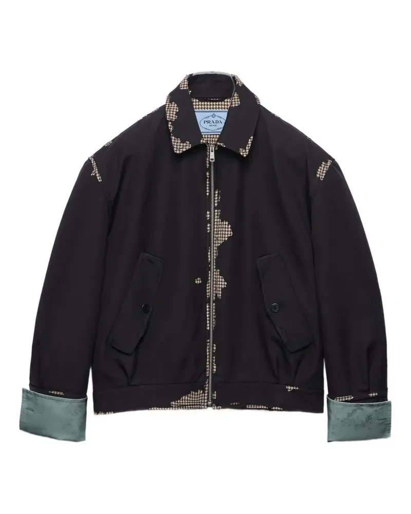 Prada bonded-leather and houndstooth jacket - Schwarz Schwarz