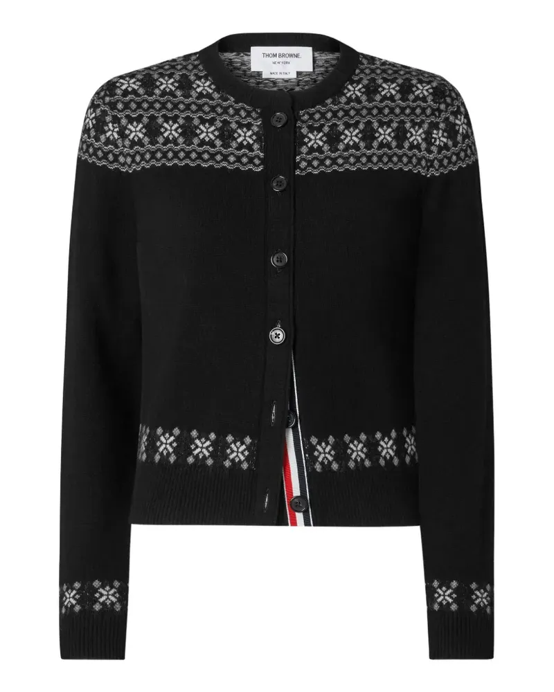 Thom Browne Fair Isle Jacquard-Cardigan aus Kaschmir - Schwarz Schwarz