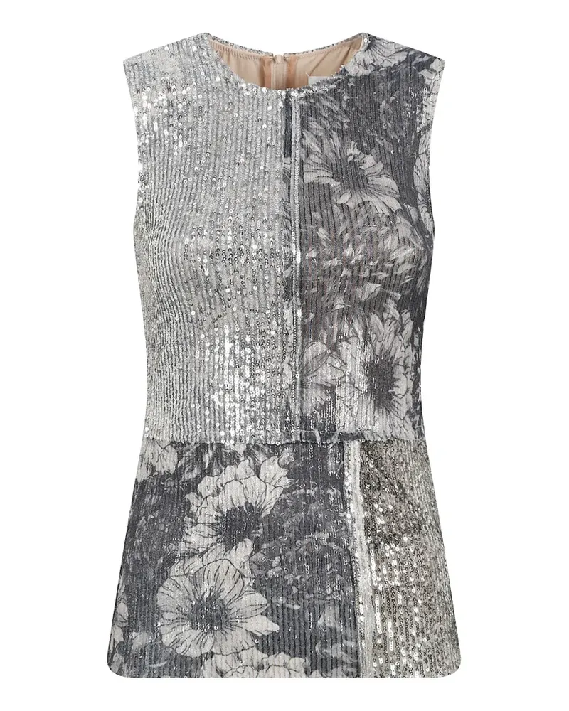 Maison Margiela Paillettenverziertes Oberteil mit Blumen-Print - Silber Silber