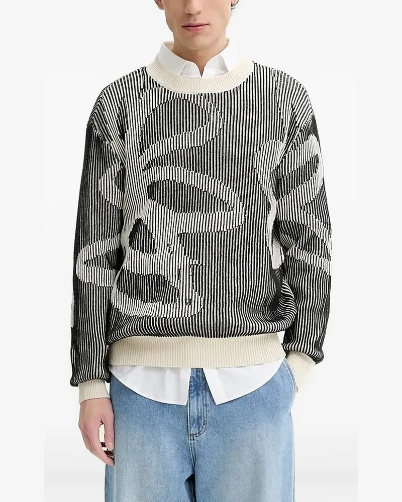 Desigual Gerippter Strickpullover - Schwarz Schwarz