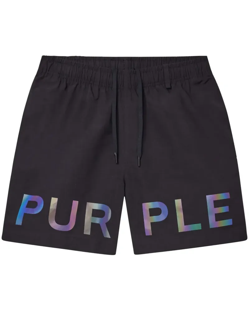 PURPLE BRAND Holographic Wordmark Shorts - Schwarz Schwarz