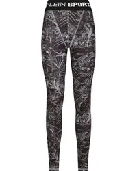 Philipp Plein High-Waist-Leggings mit Print Schwarz