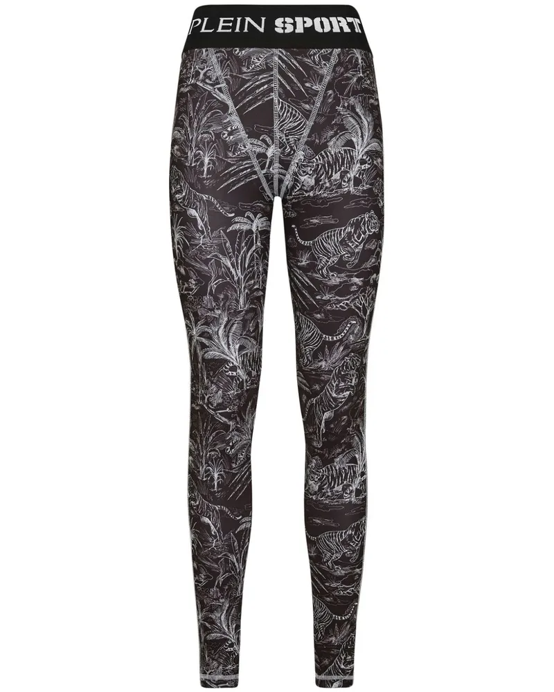 Philipp Plein High-Waist-Leggings mit Print - Schwarz Schwarz
