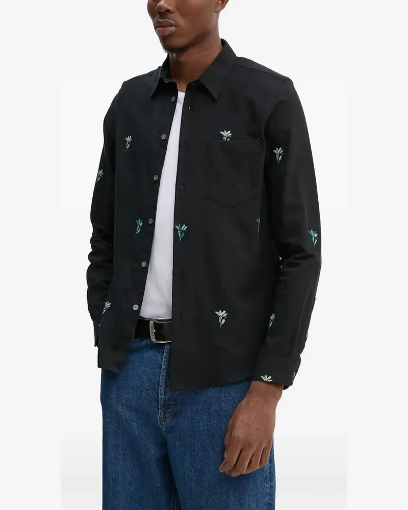 Paul Smith flower-embroidered shirt - Schwarz Schwarz