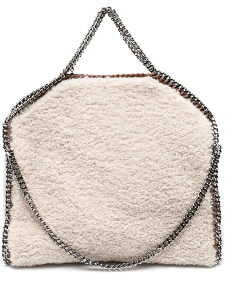 Stella McCartney Shopper aus Faux Shearling Nude