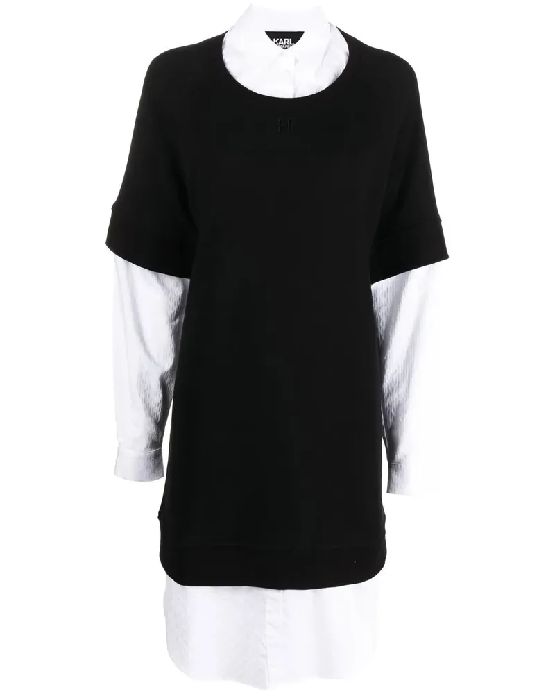 Karl Lagerfeld Sweatshirtkleid im Layering-Look - Schwarz Schwarz
