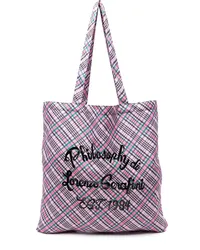 Philosophy Di Lorenzo Serafini Karierte Strandtasche mit Logo-Print Rosa