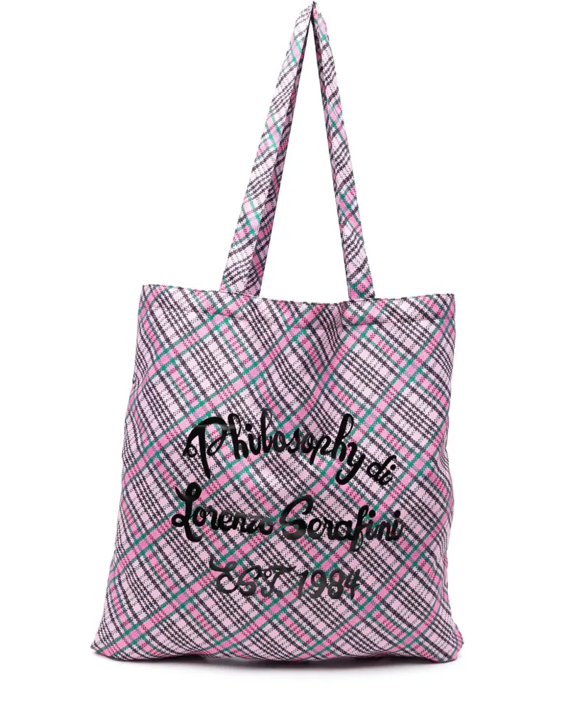 Philosophy Di Lorenzo Serafini Karierte Strandtasche mit Logo-Print - Rosa Rosa