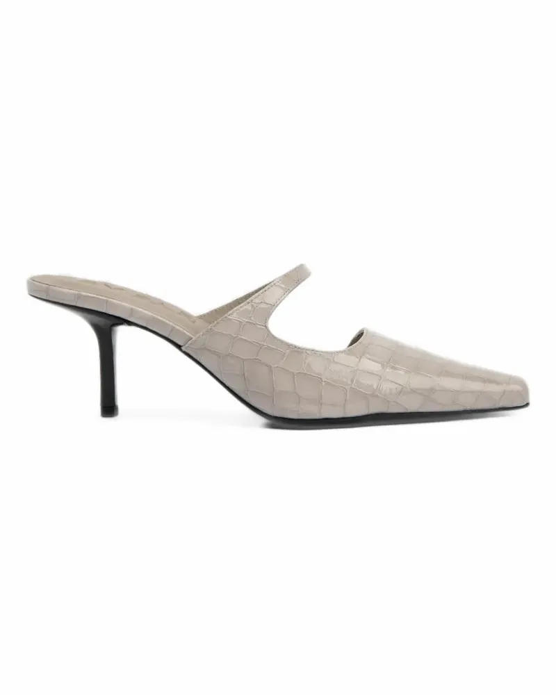 by FAR Serena crocodile-effect mules - Nude Nude