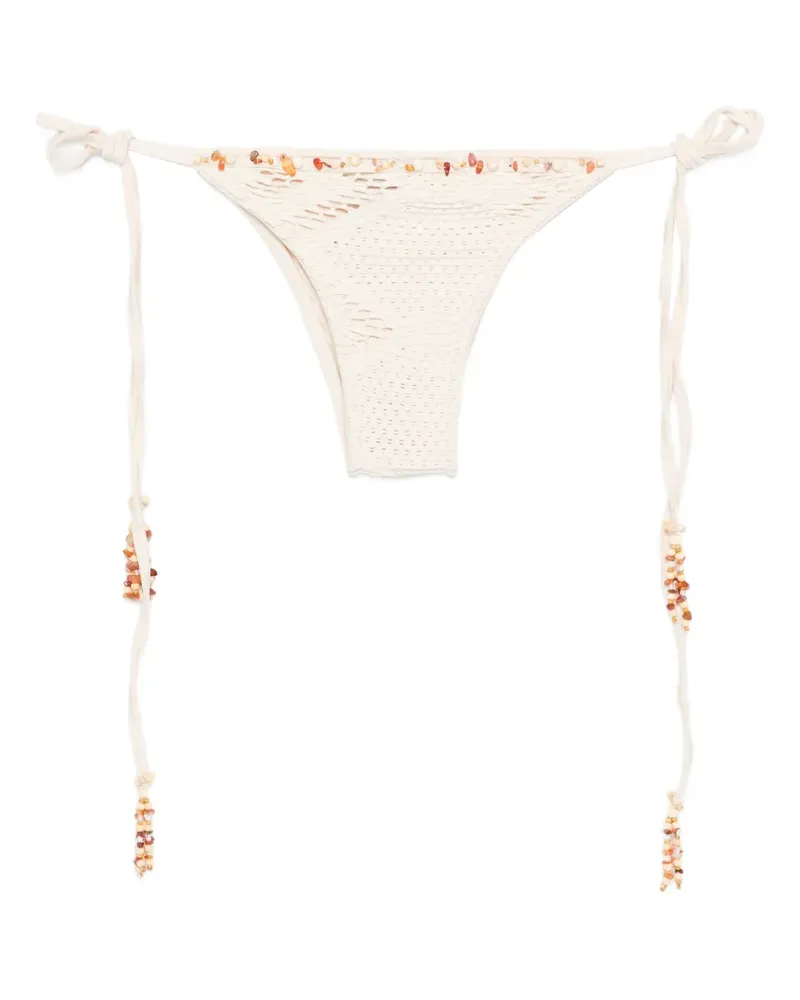Pat Bo beaded tie bikini bottom - Nude Nude