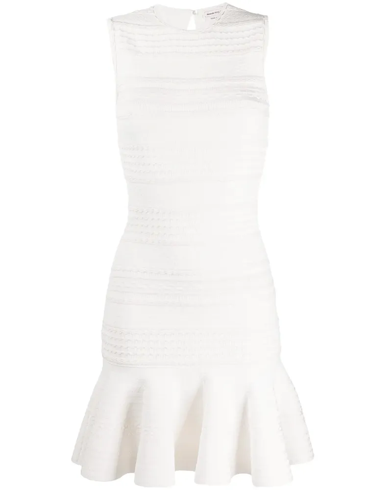 Alexander McQueen Strickkleid mit Wellensaum - Weiß Weiß