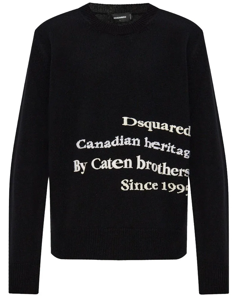 Dsquared2 Pullover mit Textstickerei - Schwarz Schwarz