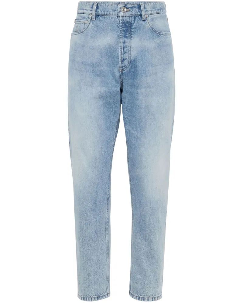 Brunello Cucinelli Halbhohe Slim-Fit-Jeans - Blau Blau