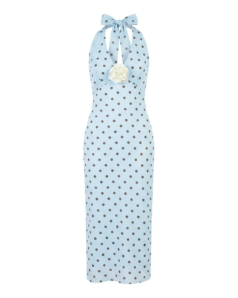 SLEEPER Jardin Midikleid mit Polka Dots - Blau Blau