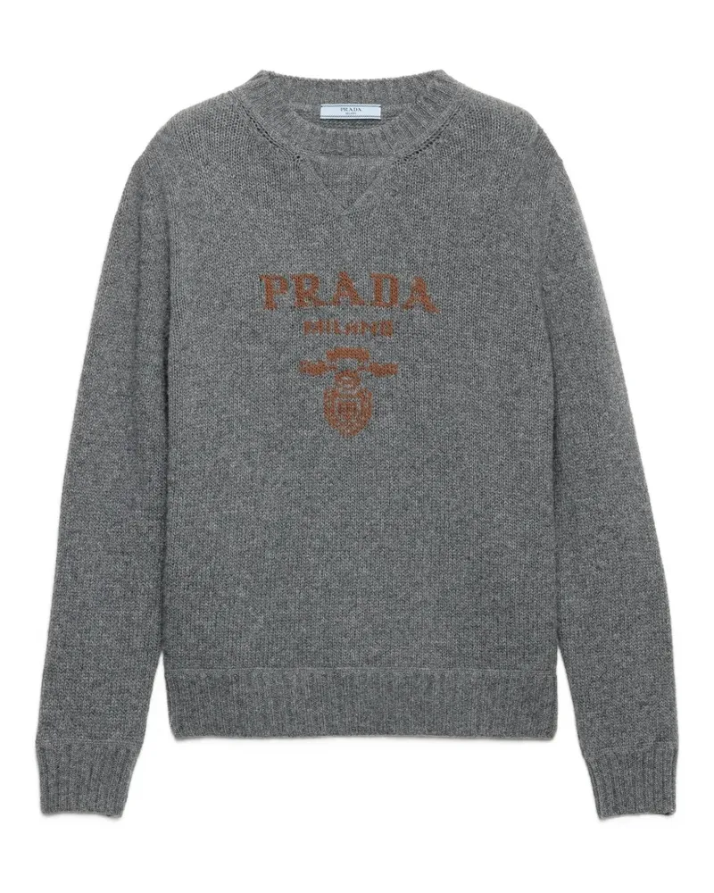 Prada Intarsien-Pullover mit Logo - Grau Grau