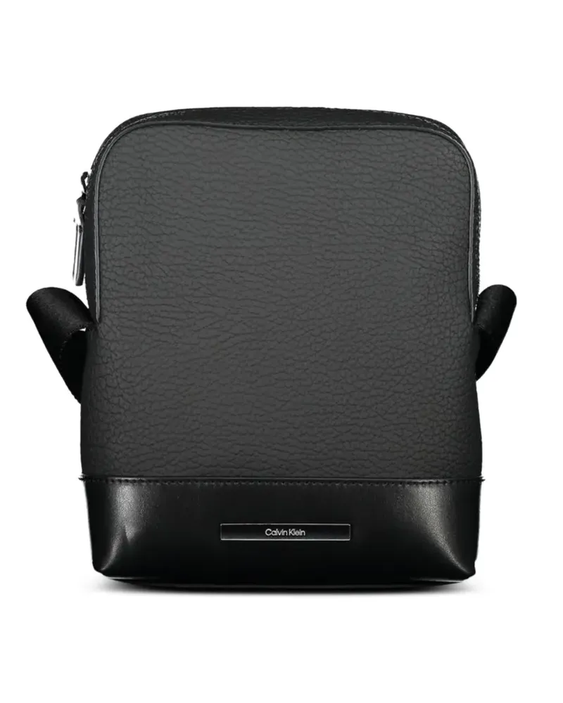 Calvin Klein pebbled-texture logo-plaque shoulder bag - Schwarz Schwarz