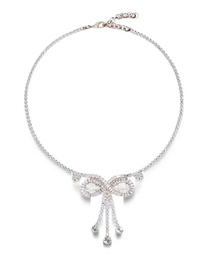 Alessandra Rich Halskette mit Schleifendetail und Kristallen - Silber Silber