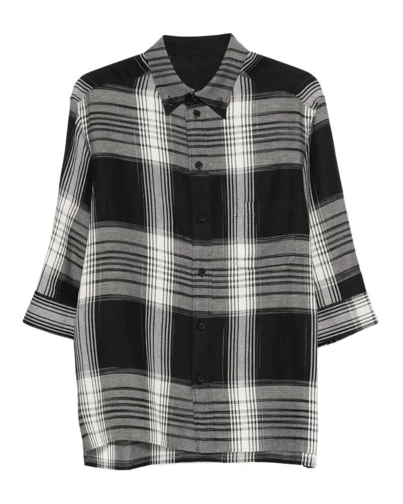 Yohji Yamamoto plaid button shirt - Schwarz Schwarz