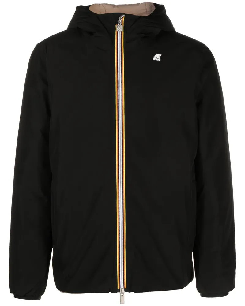 K-Way Gefütterte Jacke mit Logo-Print - Schwarz Schwarz
