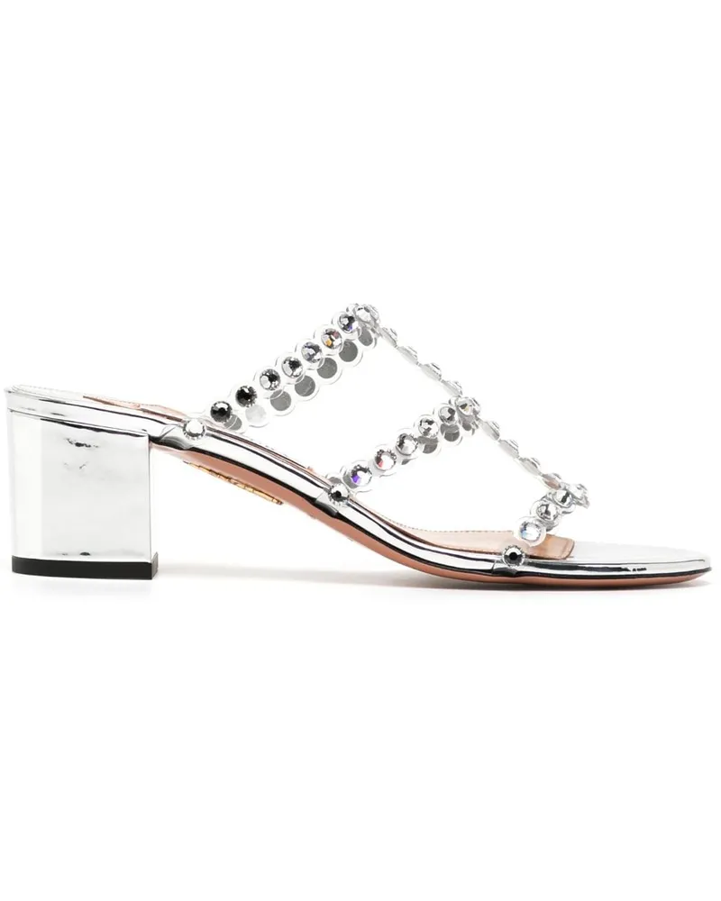 Aquazzura Tequila Plexi Mules Silber