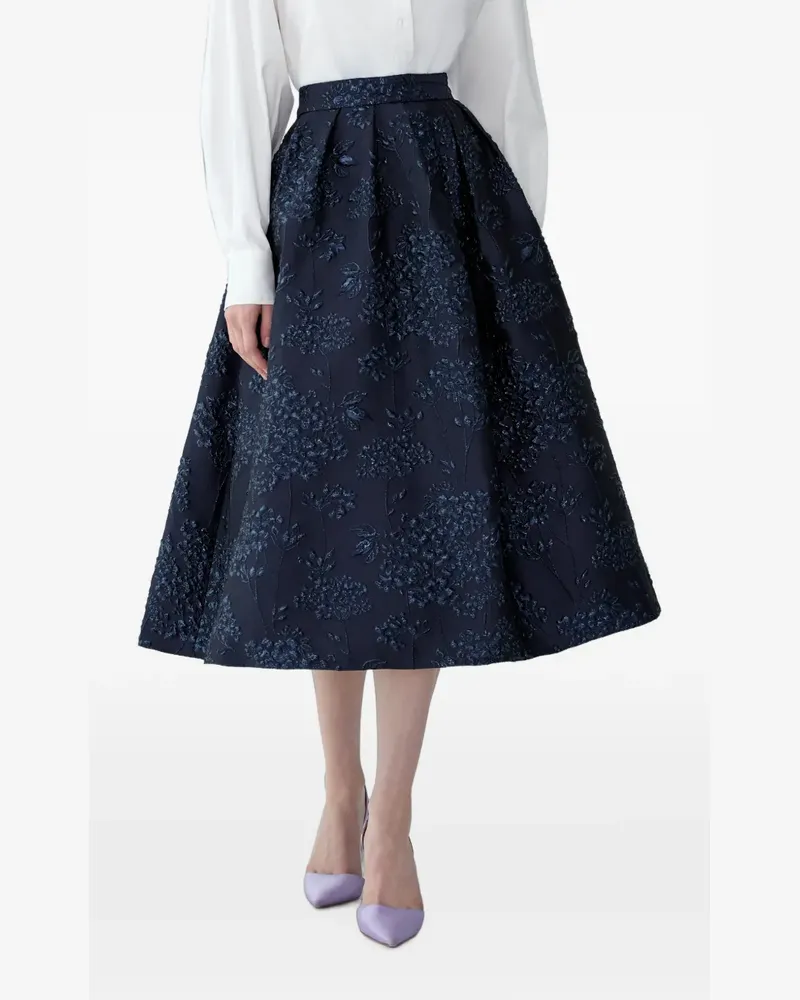 Carolina Herrera New York floral-jacquard midi skirt - Blau Blau