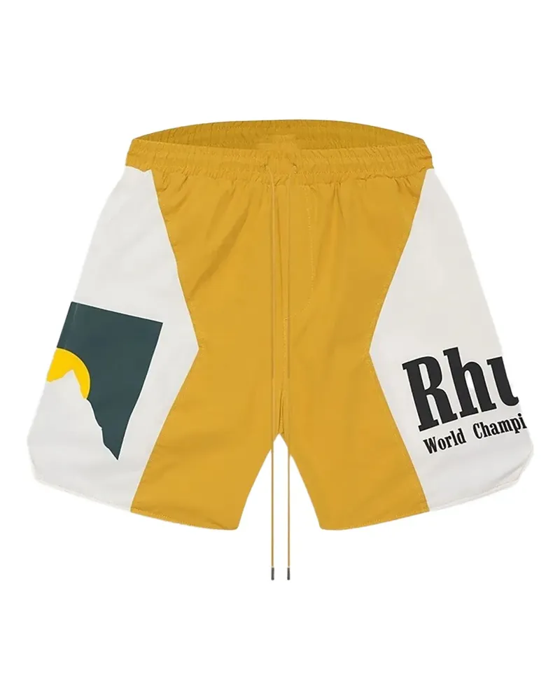 RHUDE Badeshorts mit Logo-Einsatz - Gelb Gelb