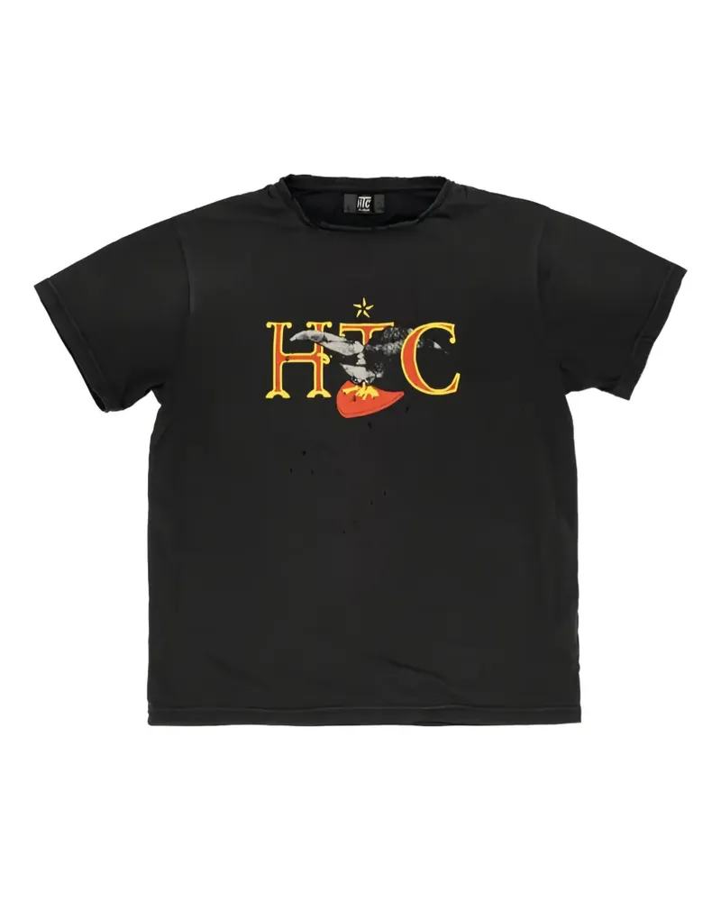 HTC Hollywood Trading Company Eagle T-Shirt im Distressed-Look - Schwarz Schwarz