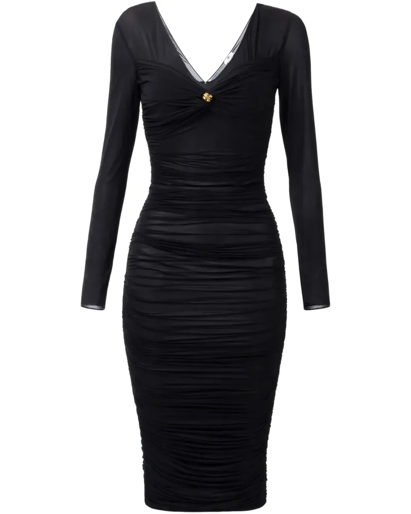 Elisabetta Franchi Organza-Kleid mit Broschendetail - Schwarz Schwarz