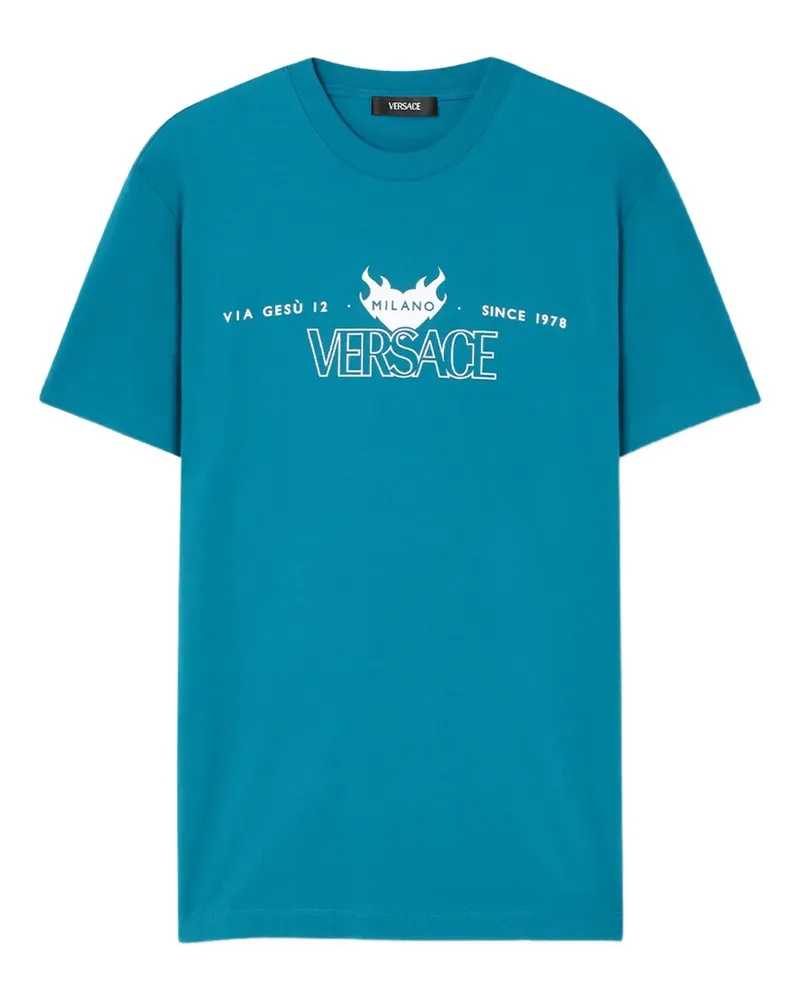 Versace T-Shirt mit Logo-Print - Blau Blau